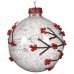 Χριστουγεννιάτικη Γυάλινη Μπάλα Χιονισμένη, με Γκι (8cm)